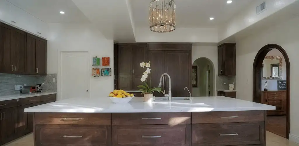 Cabinet refacing project with updated kitchen cabinets and island in Fort Lauderdale, FL