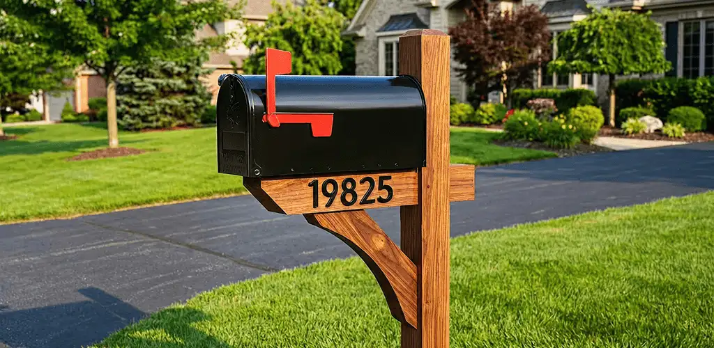 New mailbox installation with post and address number for a home in Fort Lauderdale, FL