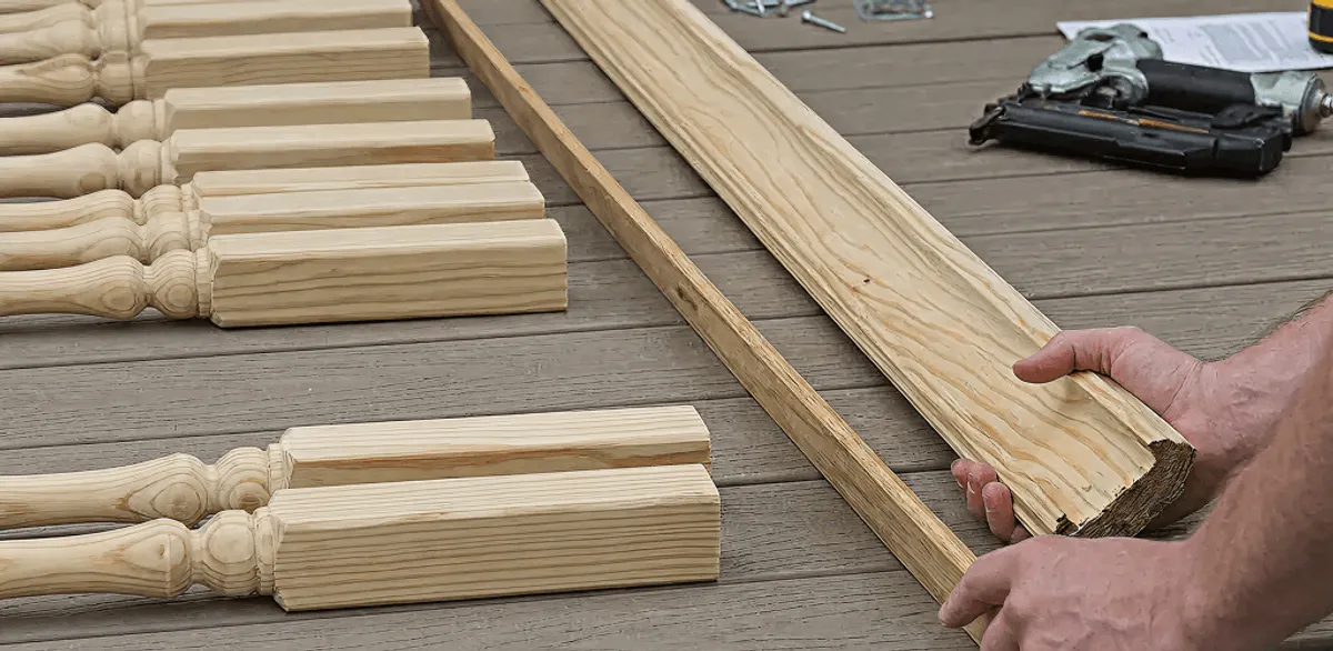 Handrail installation materials and wood components for stair rail work in Fort Lauderdale, FL